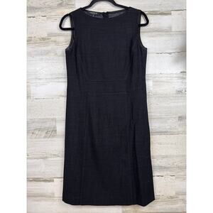 Lafayette 148 Womes XS Virgin Wool Sleeveless Little Black Midi Sheath Dress NEW